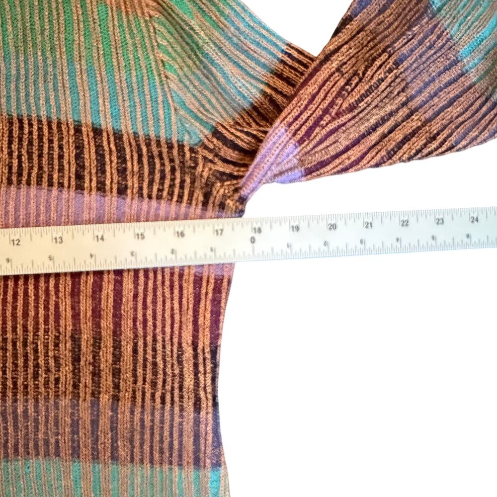 striped Knit Cardigan Single Button Earth Tone Sweater M Whimsygoth - Picture 9 of 9